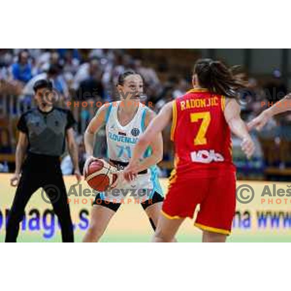 Lea Bartelme of Slovenia in action during preparation match for Women’s EuroBasket 2025 between Slovenia and Montenegro in Tivoli Hall, Ljubljana, Slovenia on June 11, 2025