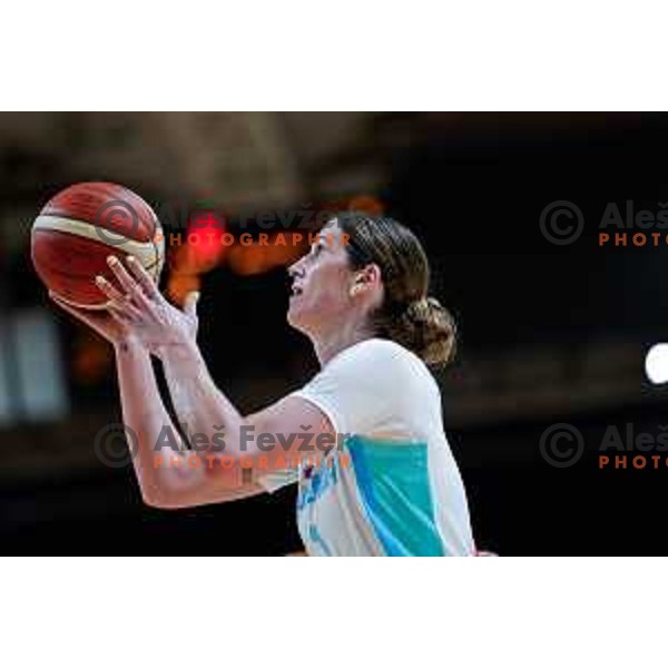 Eva Lisec of Slovenia in action during preparation match for Women’s EuroBasket 2025 between Slovenia and Montenegro in Tivoli Hall, Ljubljana, Slovenia on June 11, 2025