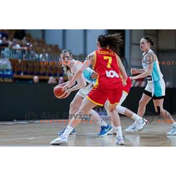 Teja Gorsic in action during preparation match for Women’s EuroBasket 2025 between Slovenia and Montenegro in Tivoli Hall, Ljubljana, Slovenia on June 11, 2025