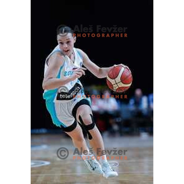 Lea Bartelme in action during preparation match for Women’s EuroBasket 2025 between Slovenia and Montenegro in Tivoli Hall, Ljubljana, Slovenia on June 11, 2025