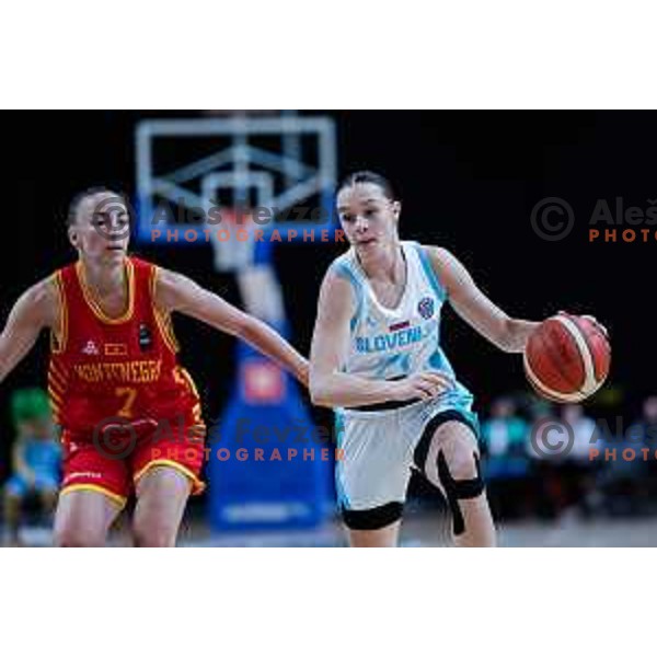 Lea Bartelme in action during preparation match for Women’s EuroBasket 2025 between Slovenia and Montenegro in Tivoli Hall, Ljubljana, Slovenia on June 11, 2025