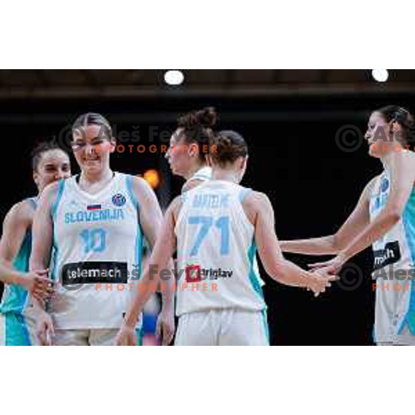 Teja Gorsic in action during preparation match for Women’s EuroBasket 2025 between Slovenia and Montenegro in Tivoli Hall, Ljubljana, Slovenia on June 11, 2025