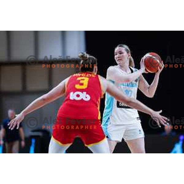 Teja Gorsic in action during preparation match for Women’s EuroBasket 2025 between Slovenia and Montenegro in Tivoli Hall, Ljubljana, Slovenia on June 11, 2025
