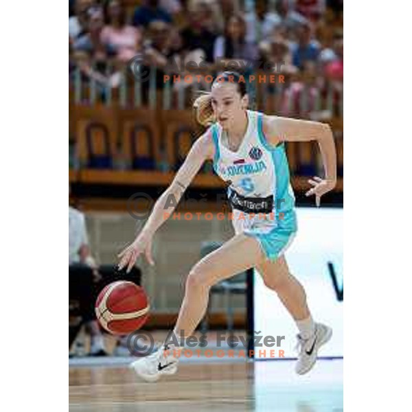 Tina Cvijanovic of Slovenia in action during preparation match for Women’s EuroBasket 2025 between Slovenia and Montenegro in Tivoli Hall, Ljubljana, Slovenia on June 11, 2025