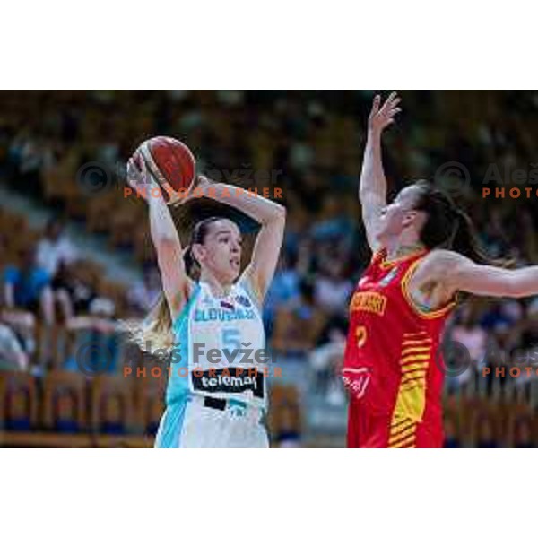 Tina Cvijanovic of Slovenia in action during preparation match for Women’s EuroBasket 2025 between Slovenia and Montenegro in Tivoli Hall, Ljubljana, Slovenia on June 11, 2025
