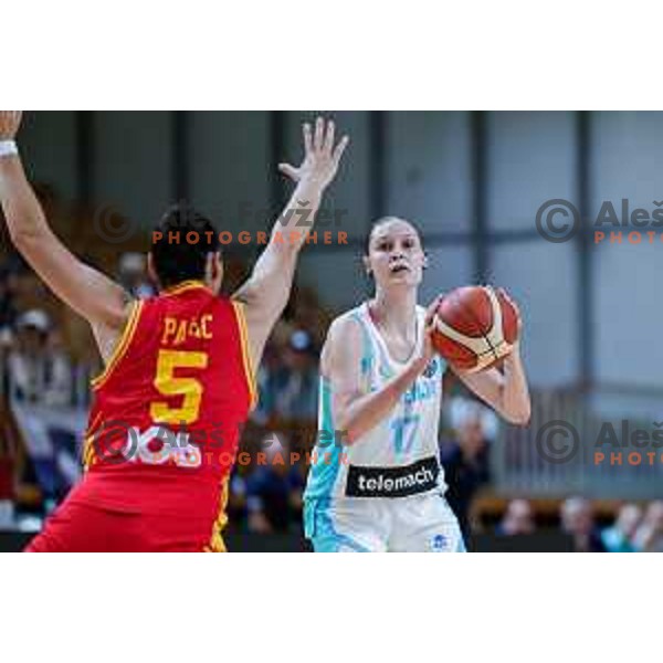 Ajsa Sivka of Slovenia in action during preparation match for Women’s EuroBasket 2025 between Slovenia and Montenegro in Tivoli Hall, Ljubljana, Slovenia on June 11, 2025