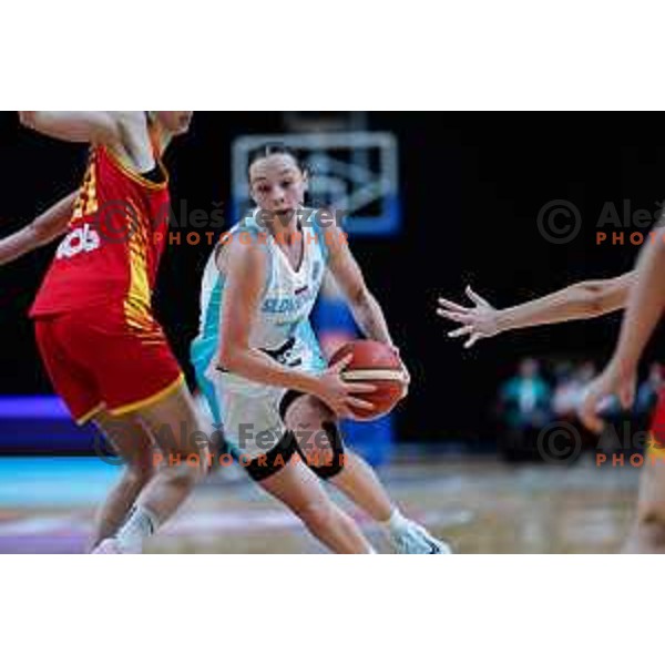 Lea Bartelme in action during preparation match for Women’s EuroBasket 2025 between Slovenia and Montenegro in Tivoli Hall, Ljubljana, Slovenia on June 11, 2025