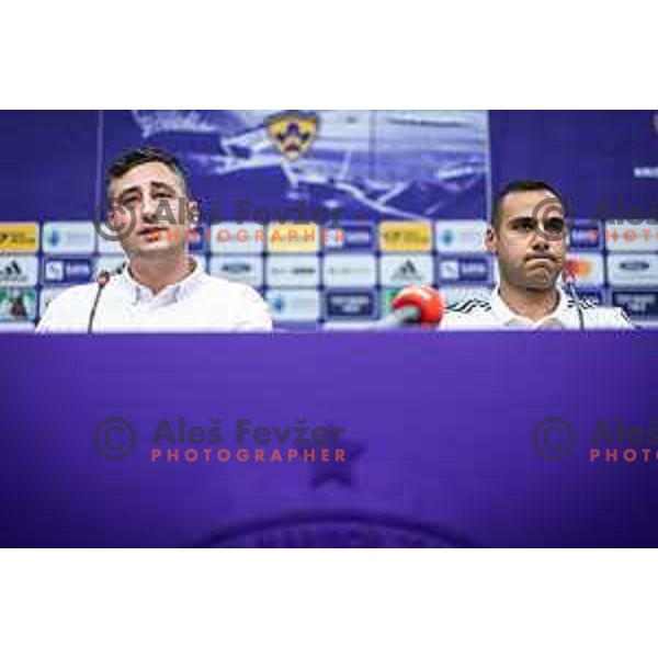 Cem Basgul and Tugberk Tanrivermis, new head coach of Maribor introduction during press conference in Ljudski vrt, Maribor, Slovenia on June 12, 2025. Photo: Jure Banfi