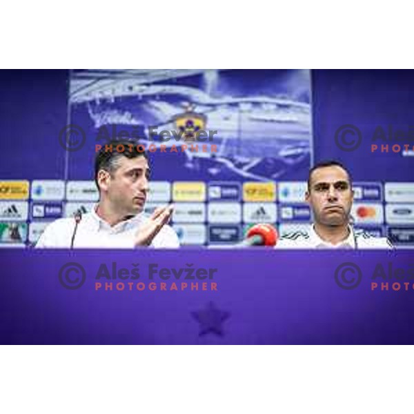 Cem Basgul and Tugberk Tanrivermis, new head coach of Maribor introduction during press conference in Ljudski vrt, Maribor, Slovenia on June 12, 2025. Photo: Jure Banfi