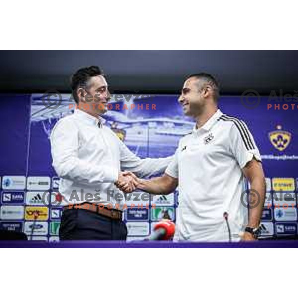 Cem Basgul and Tugberk Tanrivermis, new head coach of Maribor introduction during press conference in Ljudski vrt, Maribor, Slovenia on June 12, 2025. Photo: Jure Banfi