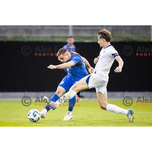 Aljosa Matko in action during friendly football match between national team of Slovenia and Bosnia and Herzegovina in Stadion z’dezele, Celje, Slovenia on June 10, 2025. Photo: Jure Banfi