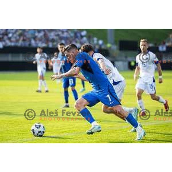 Benjamin Verbic in action during friendly football match between national team of Slovenia and Bosnia and Herzegovina in Stadion z’dezele, Celje, Slovenia on June 10, 2025. Photo: Jure Banfi