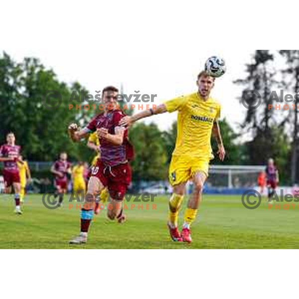 in action during second match of Qualifications for Prva liga Telemach 2025/2026 between Triglav and Domzale in Kranj, Slovenia on June 1, 2025