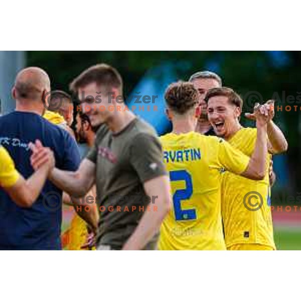 in action during second match of Qualifications for Prva liga Telemach 2025/2026 between Triglav and Domzale in Kranj, Slovenia on June 1, 2025