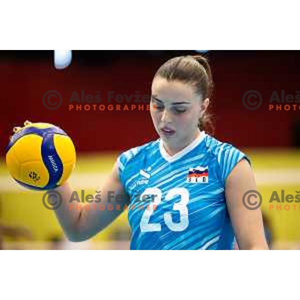 Selena Leban in action during CEV Women Volleyball European Golden League 2025 match between Greece and Slovenia in Rdeca dvorana, Velenje, Slovenia on June 13, 2025. Photo: Jure Banfi