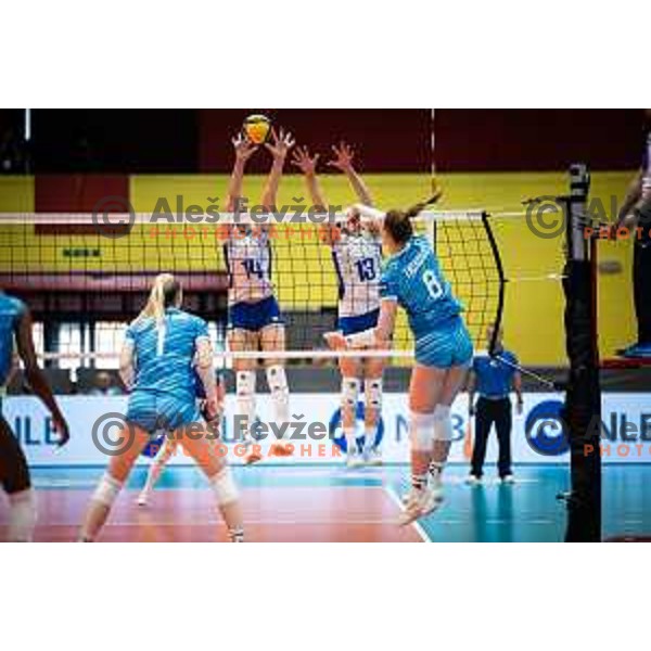in action during CEV Women Volleyball European Golden League 2025 match between Greece and Slovenia in Rdeca dvorana, Velenje, Slovenia on June 13, 2025. Photo: Jure Banfi