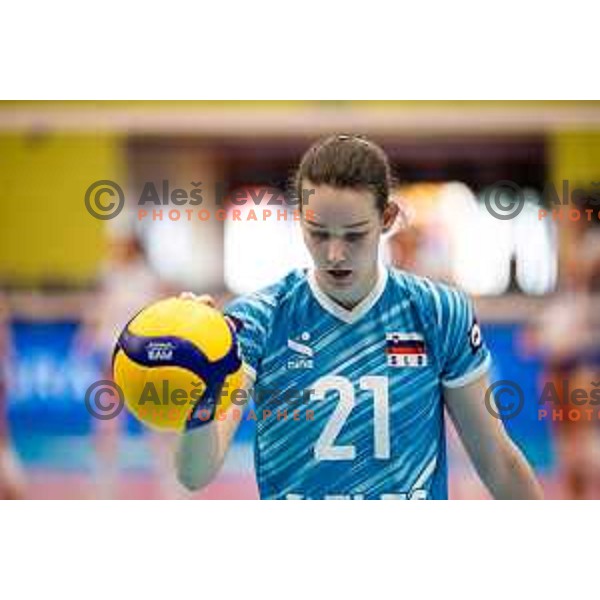 Zana Haluzan Sagadin in action during CEV Women Volleyball European Golden League 2025 match between Greece and Slovenia in Rdeca dvorana, Velenje, Slovenia on June 13, 2025. Photo: Jure Banfi