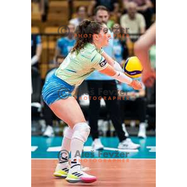 Anja Mazej in action during CEV Women Volleyball European Golden League 2025 match between Greece and Slovenia in Rdeca dvorana, Velenje, Slovenia on June 13, 2025. Photo: Jure Banfi