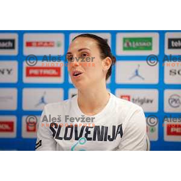 Teja Oblak during press conference before women’s Eurobasket 2025 in Radisson Blu Hotel, Ljubljana, Slovenia on June 15, 2025.