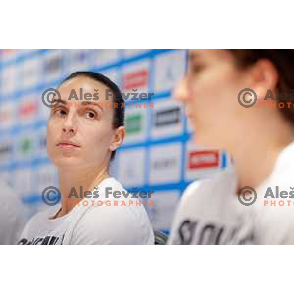 Teja Oblak during press conference before women’s Eurobasket 2025 in Radisson Blu Hotel, Ljubljana, Slovenia on June 15, 2025.