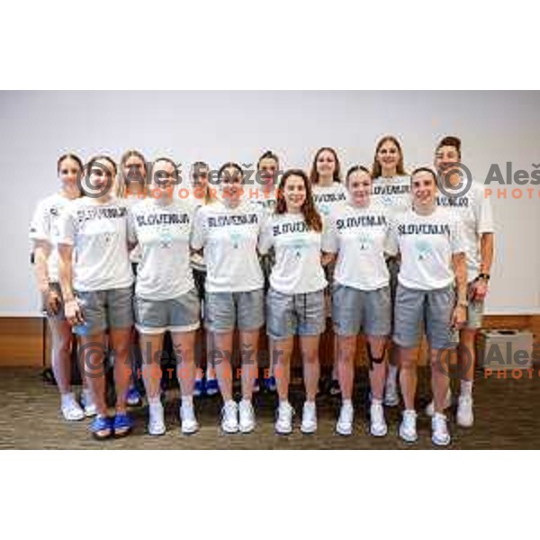 Team Slovenia during press conference before women’s Eurobasket 2025 in Radisson Blu Hotel, Ljubljana, Slovenia on June 15, 2025.