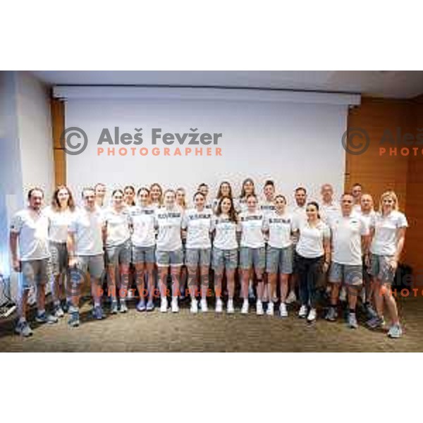 Team Slovenia during press conference before women’s Eurobasket 2025 in Radisson Blu Hotel, Ljubljana, Slovenia on June 15, 2025.