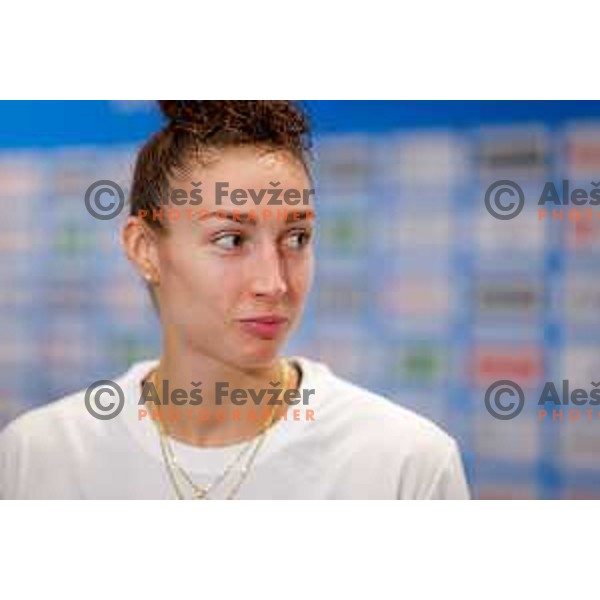 Jessica Shepard during press conference before women’s Eurobasket 2025 in Radisson Blu Hotel, Ljubljana, Slovenia on June 15, 2025.