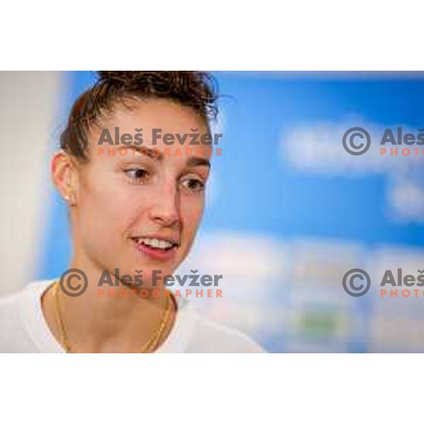 Jessica Shepard during press conference before women’s Eurobasket 2025 in Radisson Blu Hotel, Ljubljana, Slovenia on June 15, 2025.