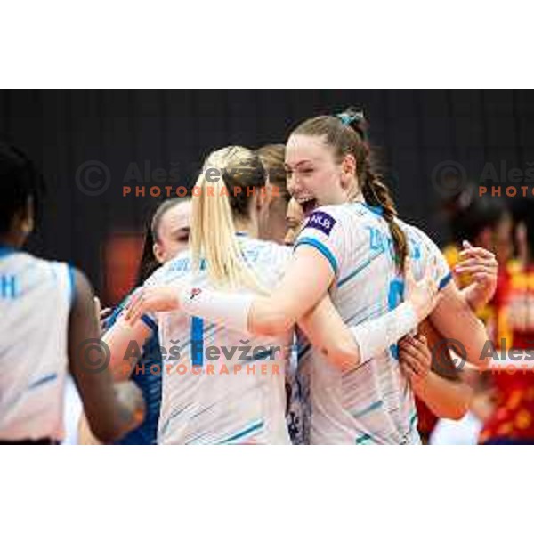 Eva Zatkovic celebrates during CEV Women Volleyball European Golden League 2025 match between Slovenia and Spain in Rdeca dvorana, Velenje, Slovenia on June 15, 2025. Photo: Jure Banfi