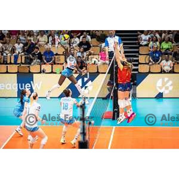 Fatoumatta Sillah in action during CEV Women Volleyball European Golden League 2025 match between Slovenia and Spain in Rdeca dvorana, Velenje, Slovenia on June 15, 2025. Photo: Jure Banfi