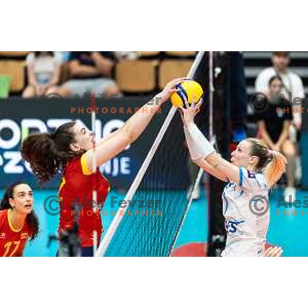 Eva Mori Pavlovic in action during CEV Women Volleyball European Golden League 2025 match between Slovenia and Spain in Rdeca dvorana, Velenje, Slovenia on June 15, 2025. Photo: Jure Banfi