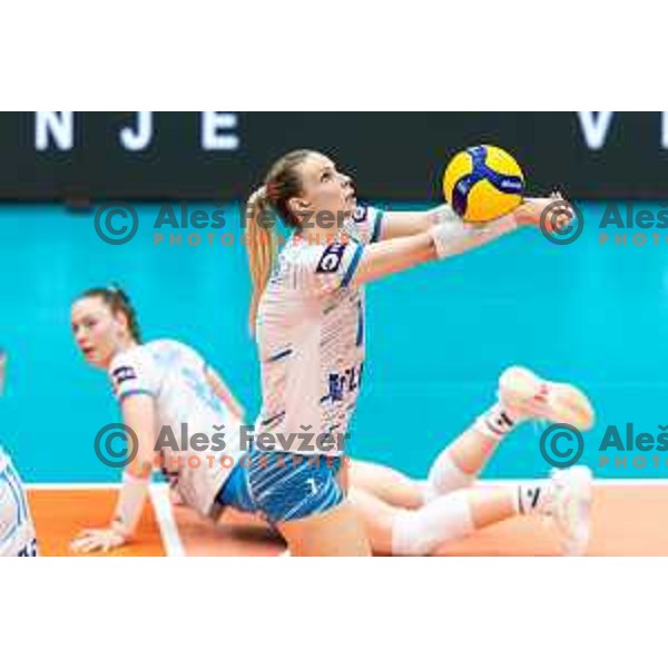 Eva Mori Pavlovic in action during CEV Women Volleyball European Golden League 2025 match between Slovenia and Spain in Rdeca dvorana, Velenje, Slovenia on June 15, 2025. Photo: Jure Banfi