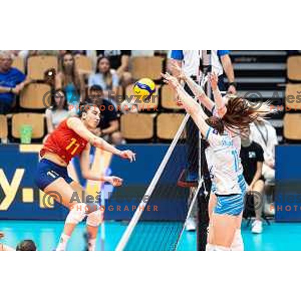 in action during CEV Women Volleyball European Golden League 2025 match between Slovenia and Spain in Rdeca dvorana, Velenje, Slovenia on June 15, 2025. Photo: Jure Banfi