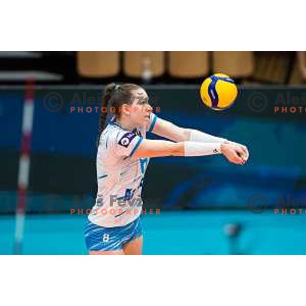 Eva Zatkovic in action during CEV Women Volleyball European Golden League 2025 match between Slovenia and Spain in Rdeca dvorana, Velenje, Slovenia on June 15, 2025. Photo: Jure Banfi