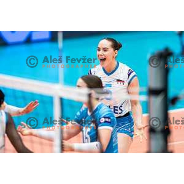 Lorena Lorber Fijok celebrates during CEV Women Volleyball European Golden League 2025 match between Slovenia and Spain in Rdeca dvorana, Velenje, Slovenia on June 15, 2025. Photo: Jure Banfi