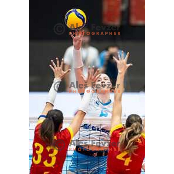 Eva Zatkovic in action during CEV Women Volleyball European Golden League 2025 match between Slovenia and Spain in Rdeca dvorana, Velenje, Slovenia on June 15, 2025. Photo: Jure Banfi