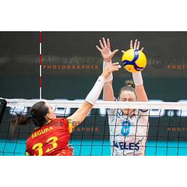Eva Zatkovic in action during CEV Women Volleyball European Golden League 2025 match between Slovenia and Spain in Rdeca dvorana, Velenje, Slovenia on June 15, 2025. Photo: Jure Banfi