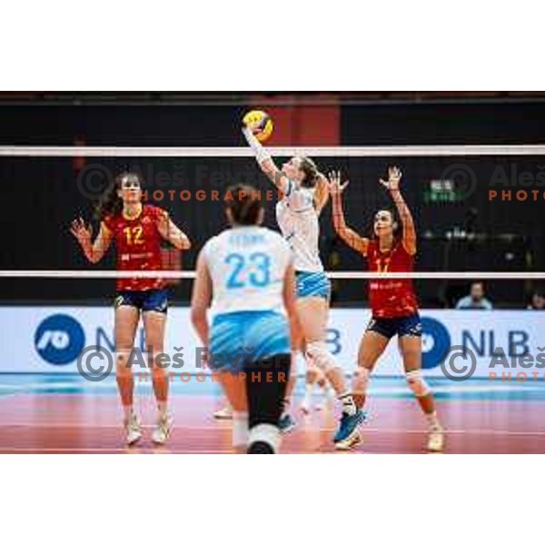 Eva Mori Pavlovic in action during CEV Women Volleyball European Golden League 2025 match between Slovenia and Spain in Rdeca dvorana, Velenje, Slovenia on June 15, 2025. Photo: Jure Banfi
