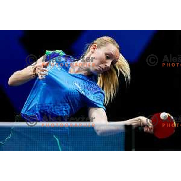 Katarina Strazar during WTT Star Contender Ljubljana 2025 in Tivoli Hall Ljubljana, Slovenia on June 19, 2025.