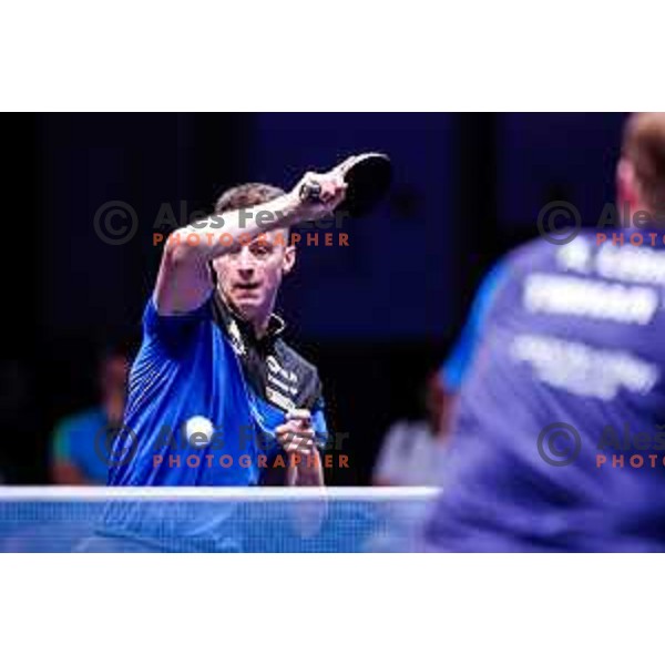 Deni Kozul (SLO) comeptes in round of 16 at WTT Star Contender Ljubljana 2025, Slovenia on June 21, 2025