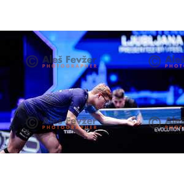 Deni Kozul (SLO) and Alexis Lebrun (FRA) comepte in round of 16 at WTT Star Contender Ljubljana 2025, Slovenia on June 21, 2025