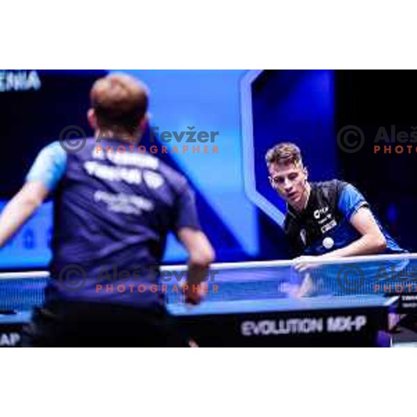 Deni Kozul (SLO) comeptes in round of 16 at WTT Star Contender Ljubljana 2025, Slovenia on June 21, 2025