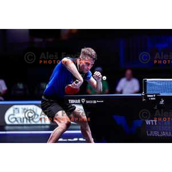 Deni Kozul (SLO) comeptes in round of 16 at WTT Star Contender Ljubljana 2025, Slovenia on June 21, 2025