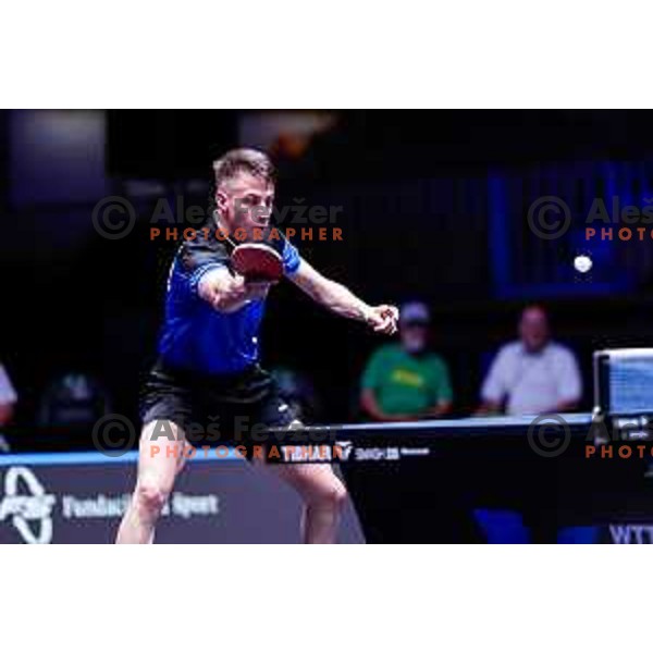 Deni Kozul (SLO) comeptes in round of 16 at WTT Star Contender Ljubljana 2025, Slovenia on June 21, 2025