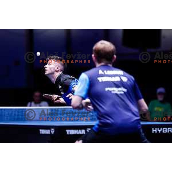 Deni Kozul (SLO) and Alexis Lebrun (FRA) comepte in round of 16 at WTT Star Contender Ljubljana 2025, Slovenia on June 21, 2025
