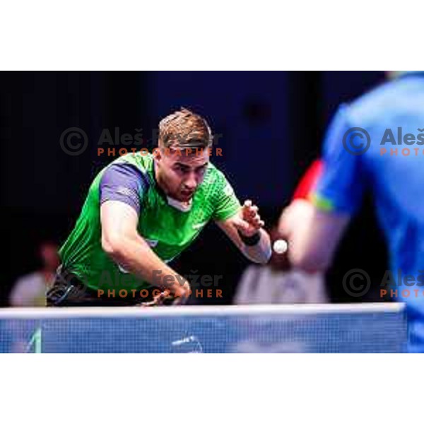Darko Jorgic (SLO) comeptes in round of 16 at WTT Star Contender Ljubljana 2025, Slovenia on June 21, 2025