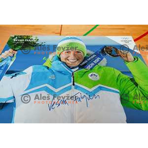 Vesna Fabjan, Olympic bronze medalist in Cross-Country Sprint at Sochi 2014 Olympic Games during Olympic Day at Strazisce primary school in Kranj, Slovenia on June 23, 2025