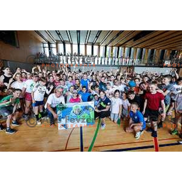Vesna Fabjan, Olympic bronze medalist in Cross-Country Sprint at Sochi 2014 Olympic Games during Olympic Day at Strazisce primary school in Kranj, Slovenia on June 23, 2025