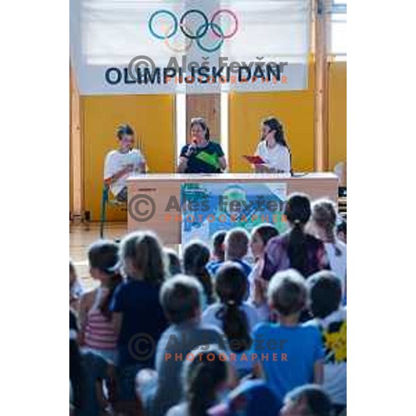 Vesna Fabjan, Olympic bronze medalist in Cross-Country Sprint at Sochi 2014 Olympic Games during Olympic Day at Strazisce primary school in Kranj, Slovenia on June 23, 2025