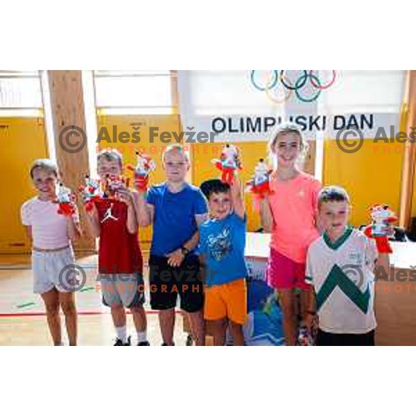 Vesna Fabjan, Olympic bronze medalist in Cross-Country Sprint at Sochi 2014 Olympic Games during Olympic Day at Strazisce primary school in Kranj, Slovenia on June 23, 2025